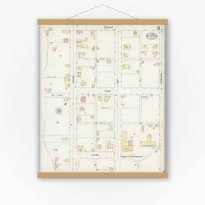 Old map wall art mockup — magnetic wood frame on white wall — Sanborn Fire Insurance Map from Milford, Pike County, Pennsylvania (1897), Sheet #0003