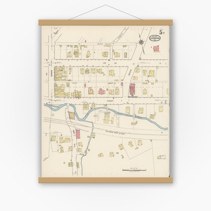 Old map wall art mockup — magnetic wood frame on white wall — Sanborn Fire Insurance Map from Coeburn, Wise County, Virginia (1922), Sheet #0005