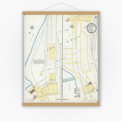 Old map wall art mockup — magnetic wood frame on white wall — Sanborn Fire Insurance Map from Phillips, Price County, Wisconsin (1892) - Complete Map Set