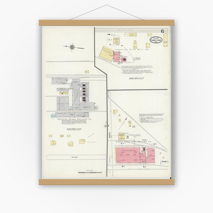 Old map wall art mockup — magnetic wood frame on white wall — Sanborn Fire Insurance Map from Eagle Lake, Colorado County, Texas (1912), Sheet #0006