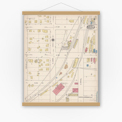 Old map wall art mockup — magnetic wood frame on white wall — Sanborn Fire Insurance Map from Northfield, Rice County, Minnesota (1922), Sheet #0003