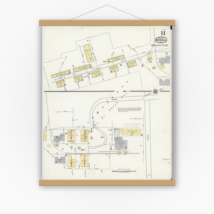 Old map wall art mockup — magnetic wood frame on white wall — Sanborn Fire Insurance Map from Hopewell, Independent Cities, Virginia (1921), Sheet #0011