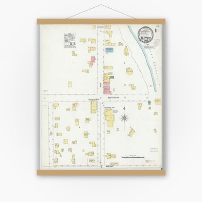 Old map wall art mockup — magnetic wood frame on white wall — Sanborn Fire Insurance Map from Westport, Essex County, New York (1901) - Complete Map Set