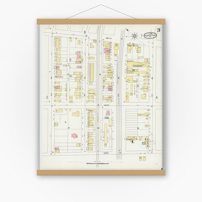 Old map wall art mockup — magnetic wood frame on white wall — Sanborn Fire Insurance Map from Homestead, Allegheny County, Pennsylvania (1896), Sheet #0003
