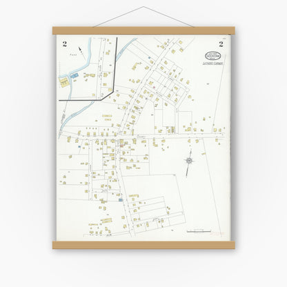 Old map wall art mockup — magnetic wood frame on white wall — Sanborn Fire Insurance Map from Seekonk, Bristol County, Massachusetts (1930), Sheet #0002