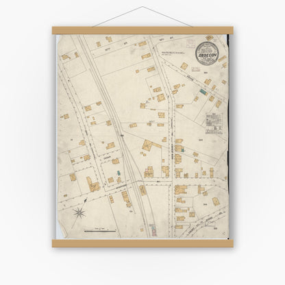 Old map wall art mockup — magnetic wood frame on white wall — Sanborn Fire Insurance Map from Absecon, Atlantic County, New Jersey (1906), Sheet #0001