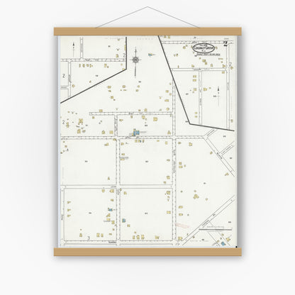 Old map wall art mockup — magnetic wood frame on white wall — Sanborn Fire Insurance Map from Coconut Grove, Dade County, Florida (1920), Sheet #0002