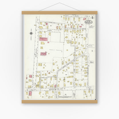Old map wall art mockup — magnetic wood frame on white wall — Sanborn Fire Insurance Map from Sayreville, Middlesex County, New Jersey (1920), Sheet #0005