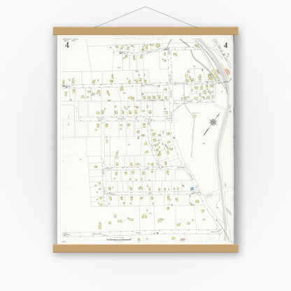 Old map wall art mockup — magnetic wood frame on white wall — Sanborn Fire Insurance Map from Cohasset, Norfolk County, Massachusetts (1935), Sheet #0004