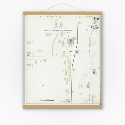 Old map wall art mockup — magnetic wood frame on white wall — Sanborn Fire Insurance Map from Bessemer, Gogebic County, Michigan (1891), Sheet #0006