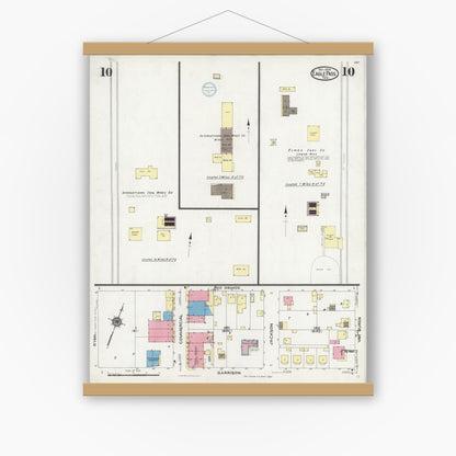 Old map wall art mockup — magnetic wood frame on white wall — Sanborn Fire Insurance Map from Eagle Pass, Maverick County, Texas (1924), Sheet #0010