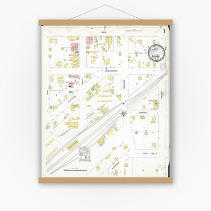 Old map wall art mockup — magnetic wood frame on white wall — Sanborn Fire Insurance Map from Altona, Knox County, Illinois (1901) - Complete Map Set