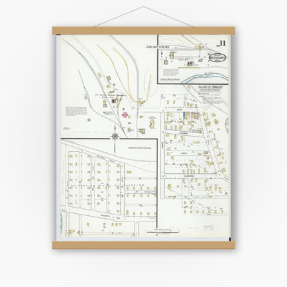 Old map wall art mockup — magnetic wood frame on white wall — Sanborn Fire Insurance Map from Bessemer, Gogebic County, Michigan (1917), Sheet #0011