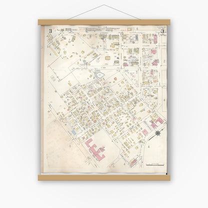 Old map wall art mockup — magnetic wood frame on white wall — Sanborn Fire Insurance Map from Kilgore, Gregg County, Texas (1950), Sheet #0003
