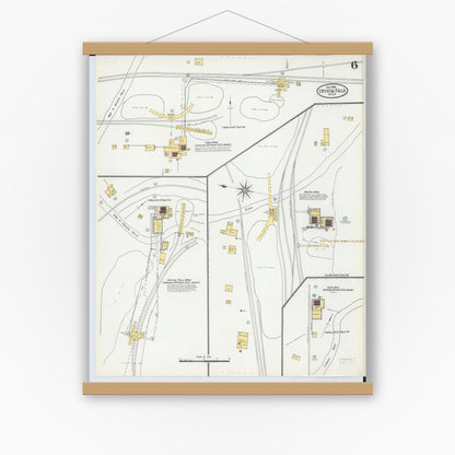 Old map wall art mockup — magnetic wood frame on white wall — Sanborn Fire Insurance Map from Crystal Falls, Iron County, Michigan (1904), Sheet #0006
