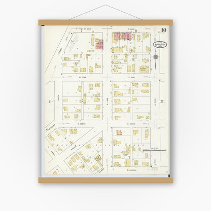 Old map wall art mockup — magnetic wood frame on white wall — Sanborn Fire Insurance Map from Boyne City, Charlevoix County, Michigan (1911), Sheet #0010