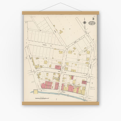 Old map wall art mockup — magnetic wood frame on white wall — Sanborn Fire Insurance Map from Coeburn, Wise County, Virginia (1922), Sheet #0003