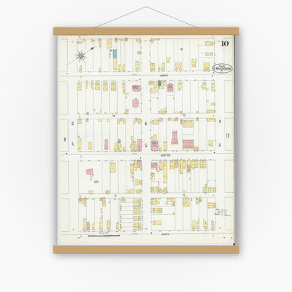 Old map wall art mockup — magnetic wood frame on white wall — Sanborn Fire Insurance Map from Mauch Chunk, Carbon County, Pennsylvania (1902), Sheet #0010