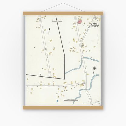 Old map wall art mockup — magnetic wood frame on white wall — Sanborn Fire Insurance Map from Agawam, Hampden County, Massachusetts (1920), Sheet #0006