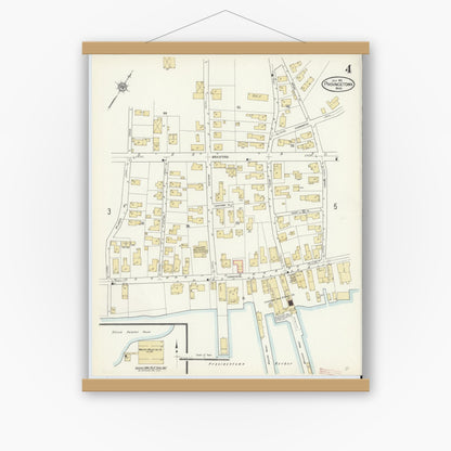 Old map wall art mockup — magnetic wood frame on white wall — Sanborn Fire Insurance Map from Provincetown, Barnstable County, Massachusetts (1912), Sheet #0004