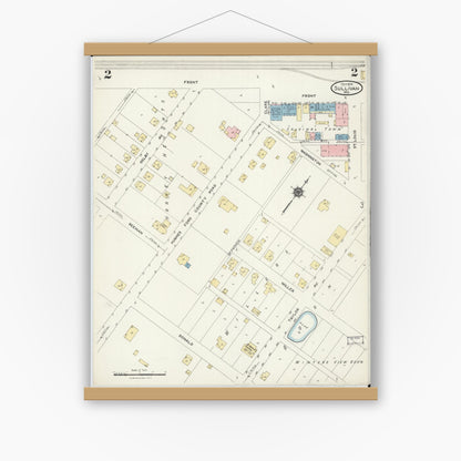 Old map wall art mockup — magnetic wood frame on white wall — Sanborn Fire Insurance Map from Sullivan, Franklin County, Missouri (1924), Sheet #0002