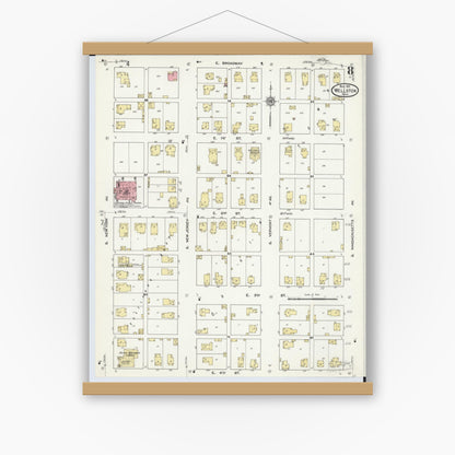 Old map wall art mockup — magnetic wood frame on white wall — Sanborn Fire Insurance Map from Wellston, Jackson County, Ohio (1911), Sheet #0008