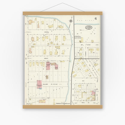 Old map wall art mockup — magnetic wood frame on white wall — Sanborn Fire Insurance Map from De Pere, Brown County, Wisconsin (1914), Sheet #0006