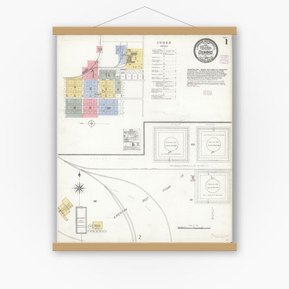 Old map wall art mockup — magnetic wood frame on white wall — Sanborn Fire Insurance Map from Oxnard, Ventura County, California (1906) - Complete Map Set