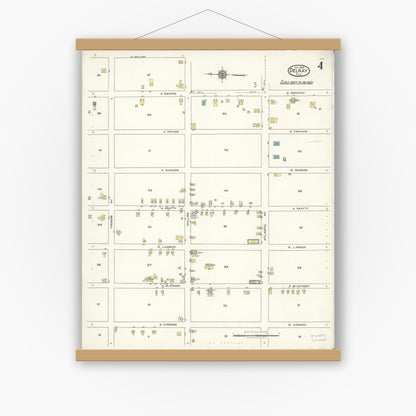 Old map wall art mockup — magnetic wood frame on white wall — Sanborn Fire Insurance Map from Delray, Palm Beach County, Florida (1922), Sheet #0004