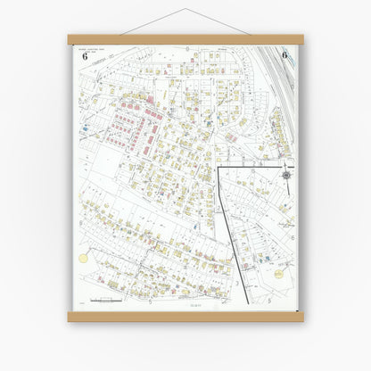 Old map wall art mockup — magnetic wood frame on white wall — Sanborn Fire Insurance Map from Mingo Junction, Jefferson County, Ohio (1946), Sheet #0006
