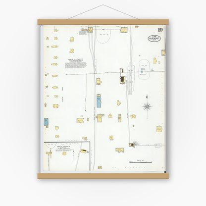 Old map wall art mockup — magnetic wood frame on white wall — Sanborn Fire Insurance Map from Red Jacket, Houghton County, Michigan (1900), Sheet #0019