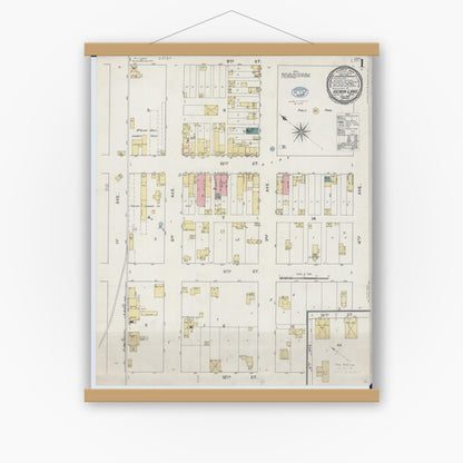 Old map wall art mockup — magnetic wood frame on white wall — Sanborn Fire Insurance Map from Heron Lake, Jackson County, Minnesota (1894) - Complete Map Set