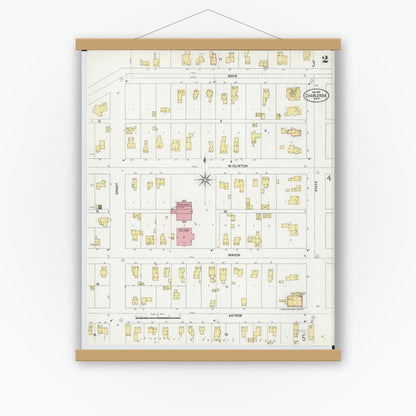 Old map wall art mockup — magnetic wood frame on white wall — Sanborn Fire Insurance Map from Charlevoix, Charlevoix County, Michigan (1901), Sheet #0002