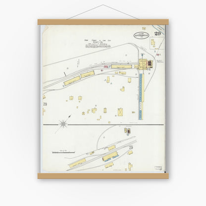 Old map wall art mockup — magnetic wood frame on white wall — Sanborn Fire Insurance Map from Jeffersonville, Clark County, Indiana (1898), Sheet #0029