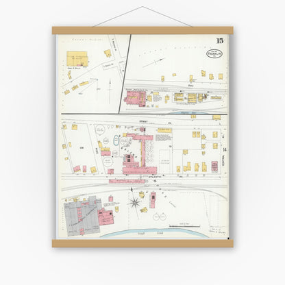 Old map wall art mockup — magnetic wood frame on white wall — Sanborn Fire Insurance Map from Franklin, Venango County, Pennsylvania (1901), Sheet #0015