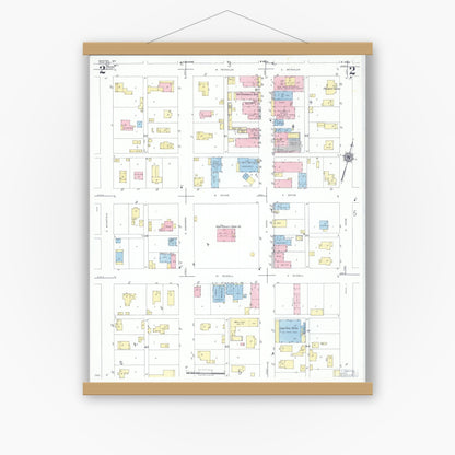 Old map wall art mockup — magnetic wood frame on white wall — Sanborn Fire Insurance Map from Ironton, Iron County, Missouri (1951), Sheet #0002