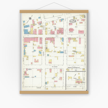 Old map wall art mockup — magnetic wood frame on white wall — Sanborn Fire Insurance Map from Eagle Pass, Maverick County, Texas (1916), Sheet #0005