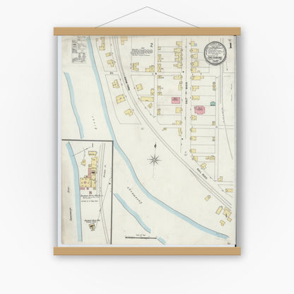 Old map wall art mockup — magnetic wood frame on white wall — Sanborn Fire Insurance Map from Saltsburg, Indiana County, Pennsylvania (1897) - Complete Map Set