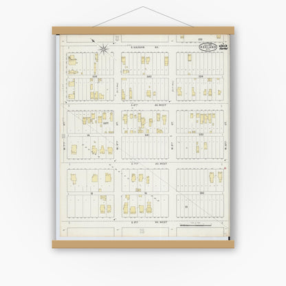 Old map wall art mockup — magnetic wood frame on white wall — Sanborn Fire Insurance Map from Ashland, Ashland County, Wisconsin (1895), Sheet #0022