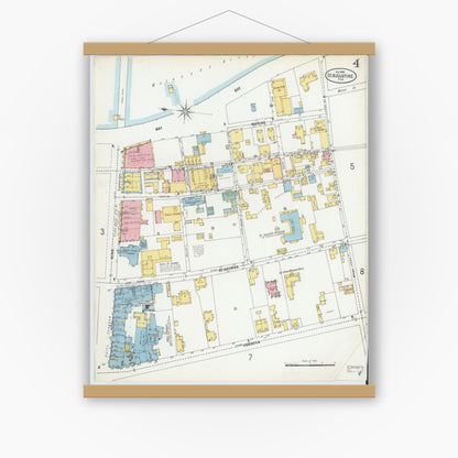 Old map wall art mockup — magnetic wood frame on white wall — Sanborn Fire Insurance Map from Saint Augustine, Saint John's County, Florida (1899), Sheet #0004