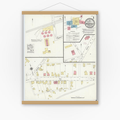Old map wall art mockup — magnetic wood frame on white wall — Sanborn Fire Insurance Map from Mountville, Lancaster County, Pennsylvania (1912) - Complete Map Set
