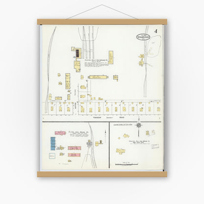 Old map wall art mockup — magnetic wood frame on white wall — Sanborn Fire Insurance Map from Stambaugh, Iron County, Michigan (1922), Sheet #0004