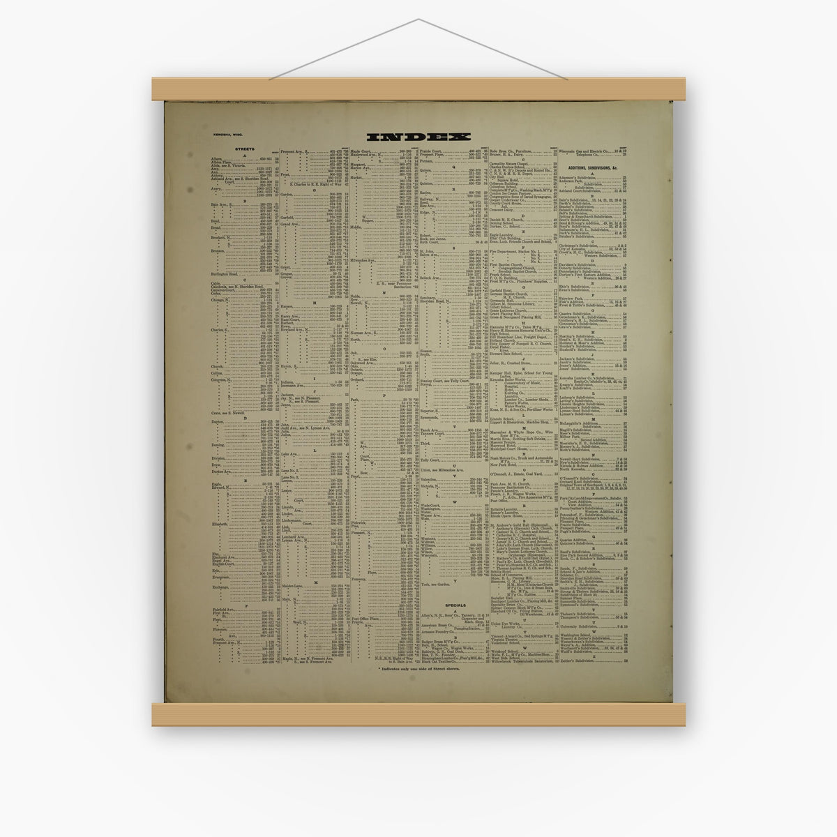 Old map wall art mockup — magnetic wood frame on white wall — Sanborn Fire Insurance Map from Kenosha, Kenosha County, Wisconsin. (1918), Sheet 2