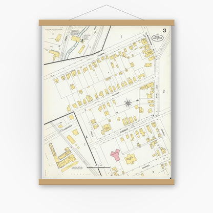 Old map wall art mockup — magnetic wood frame on white wall — Sanborn Fire Insurance Map from Luzerne, Luzerne County, Pennsylvania (1903), Sheet #0003