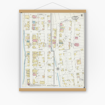 Old map wall art mockup — magnetic wood frame on white wall — Sanborn Fire Insurance Map from Alma, Buffalo County, Wisconsin (1894), Sheet #0002
