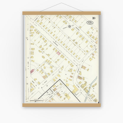 Old map wall art mockup — magnetic wood frame on white wall — Sanborn Fire Insurance Map from Du Bois, Clearfield County, Pennsylvania (1913), Sheet #0010