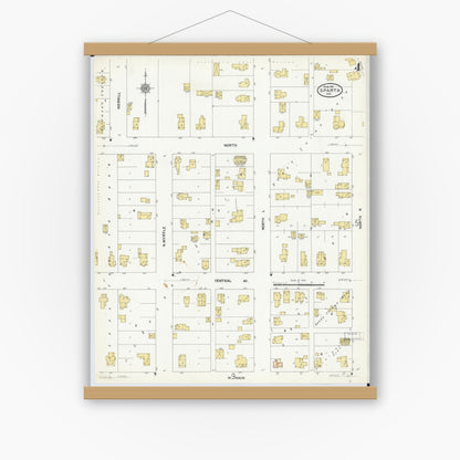 Old map wall art mockup — magnetic wood frame on white wall — Sanborn Fire Insurance Map from Sparta, Monroe County, Wisconsin (1911), Sheet #0004