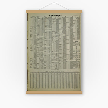 Old map wall art mockup — magnetic wood frame on white wall — Sanborn Fire Insurance Map from Los Angeles, Los Angeles County, California (1900), Sheet #0001