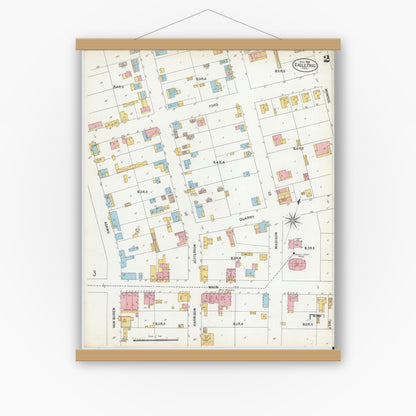Old map wall art mockup — magnetic wood frame on white wall — Sanborn Fire Insurance Map from Eagle Pass, Maverick County, Texas (1900), Sheet #0002
