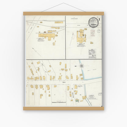 Old map wall art mockup — magnetic wood frame on white wall — Sanborn Fire Insurance Map from Cedarville, Cumberland County, New Jersey (1900) - Complete Map Set